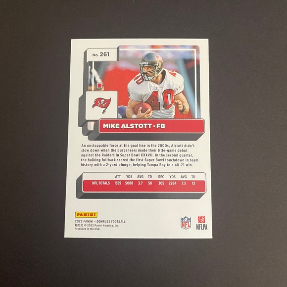 Mike Alstott: Tampa Bay Buccaneers, Fullback 2022 Panini Donruss Football #261 - Picture 2 of 2